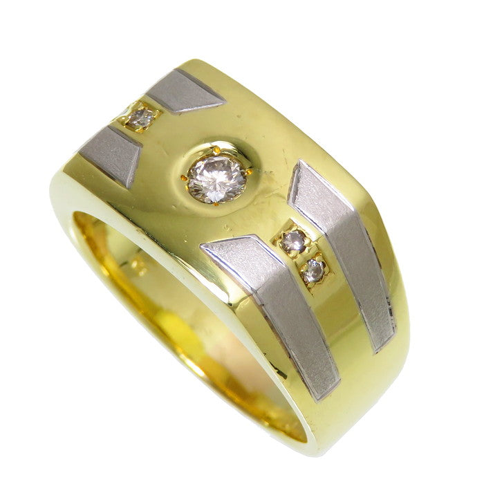 リング・指輪 印台風デザイン コンビカラー K18 ダイヤモンド