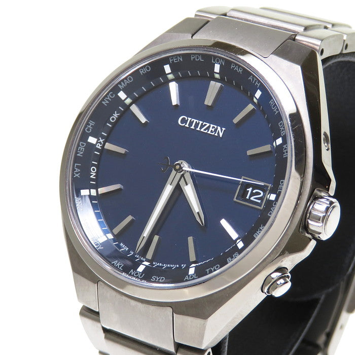 【CITIZEN/シチズン】 H149-S118921 アテッサ エコドライブ 腕時計 チタン ソーラー電波 紺 メンズ