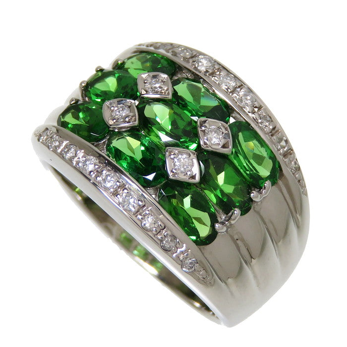 12号 グリーンガーネット 計2.38ct ダイヤモンド 計0.18ct リング 