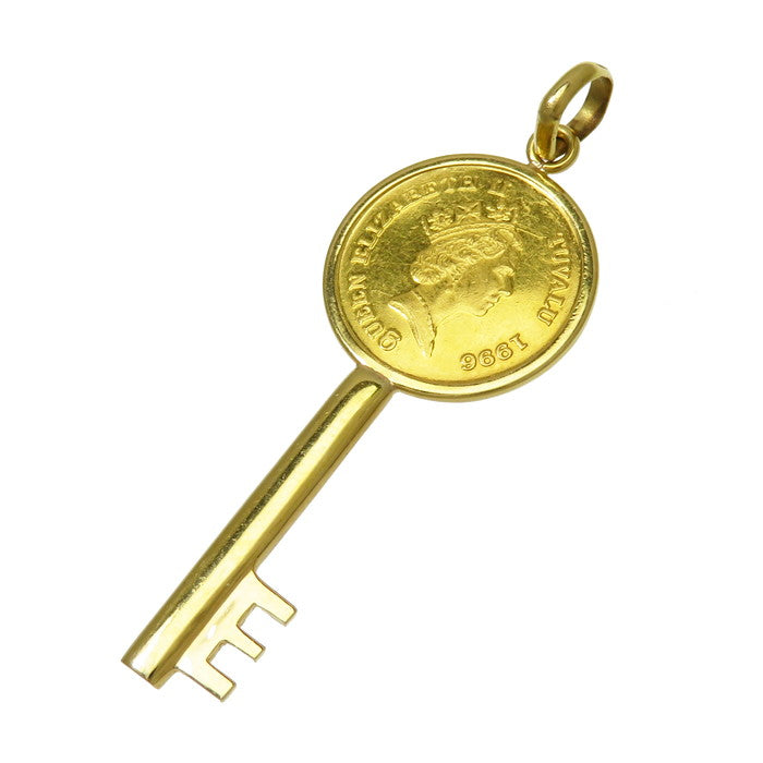 キー型 エリザベスコイン 1/25OZ ペンダントトップ K24ゴールド 24金