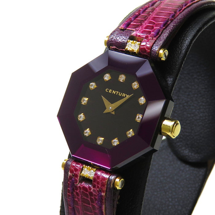 CENTURY センチュリー 腕時計 750刻印 K18 ダイヤ付 シェル文字盤――――――