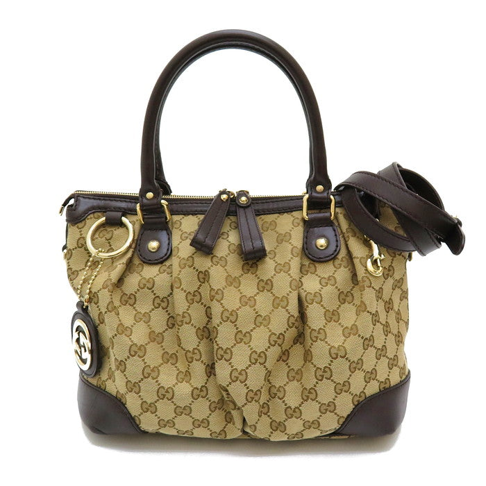 【GUCCI/グッチ】 247902 2WAY ハンドバッグ GGキャンバス/レザー ブラウン系 レディース【中古】【真子質店】【GD】, 【MaIS】