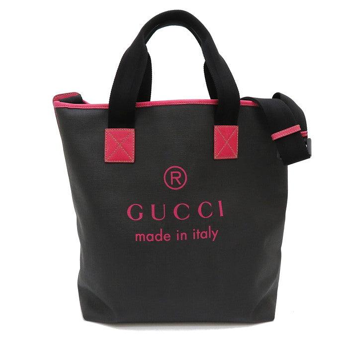 GUCCI/グッチ】 162163 203998 ロゴ トートバッグ PVC 黒×ピンク