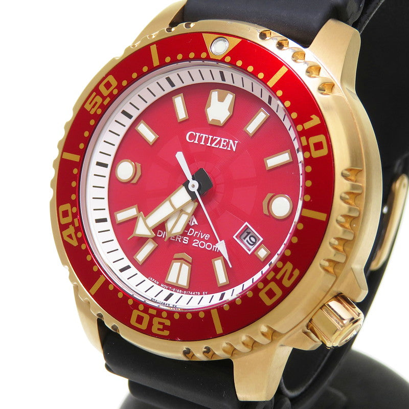 【CITIZEN/シチズン】 E168-S127017/BN0164-07Z プロマスター アイアンマン限定500本　エコ・ドライブ 腕時計  ステンレススチール/ラバー/GP ソーラー レッド メンズ, 【中古】【真子質店】【GD】, 【TTx】