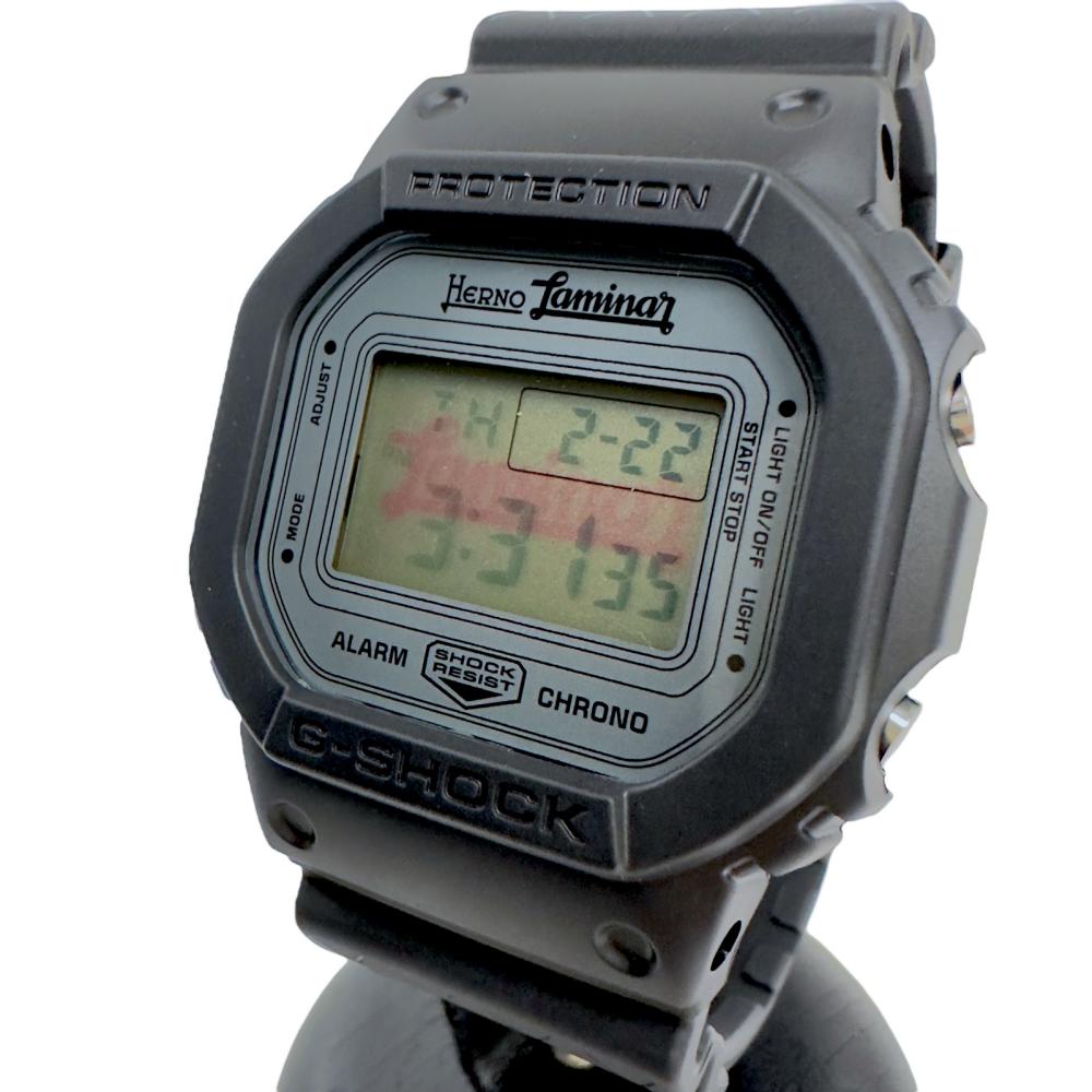 【CASIO/カシオ】 HERNO LAMINAR G-SHOCK DW-5600VT ヘルノ ラミナー コラボ　デジタル 腕時計  ステンレススチール/ラバー クオーツ 黒 メンズ