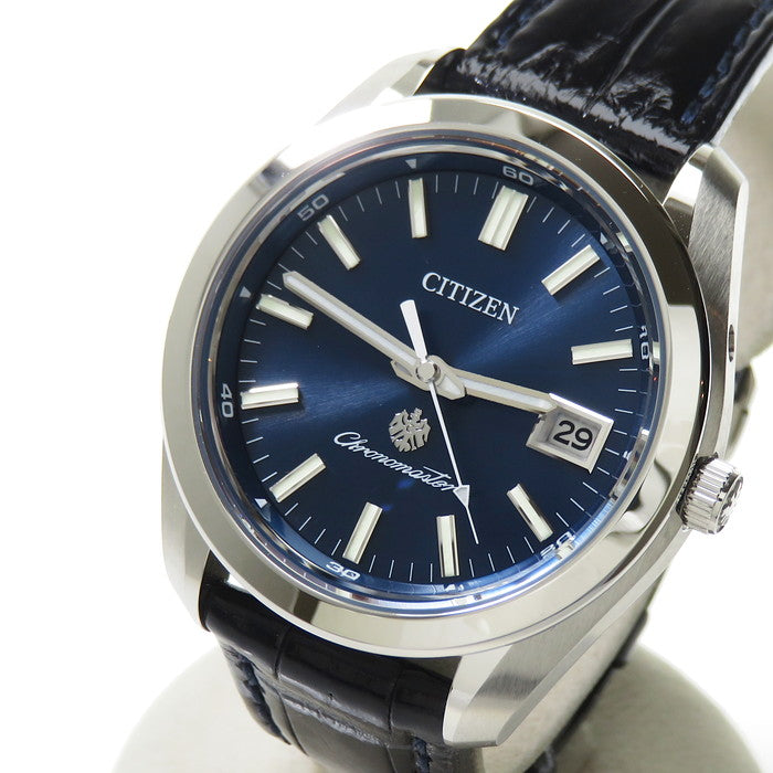 【CITIZEN/シチズン】 クロノマスター ブルーイーグル A060-T025846　AQ4050-02L 300本限定 エコドライブ 腕時計  ステンレススチール/レザー ソーラー ネイビー文字盤 ブラック革ベルト メンズ, 【中古】【真子質店】【GD】, 【IYxx】