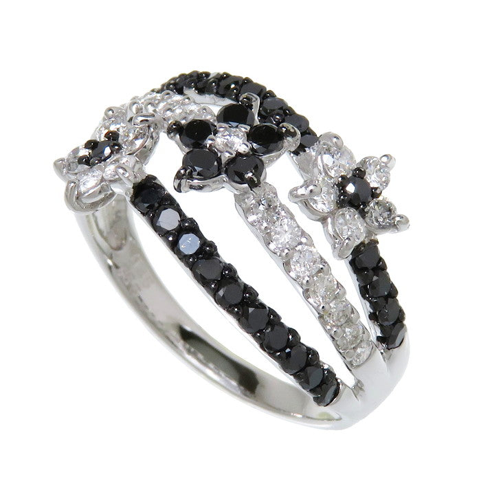 16号 フラワーモチーフ ブラックダイヤモンド 計0.65ct ダイヤモンド 