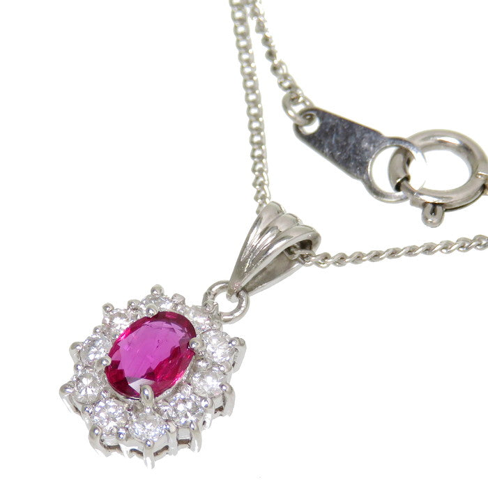 最終特価品 ルビー 0.43ct ダイヤモンド 計0.31ct ネックレス Pt900 