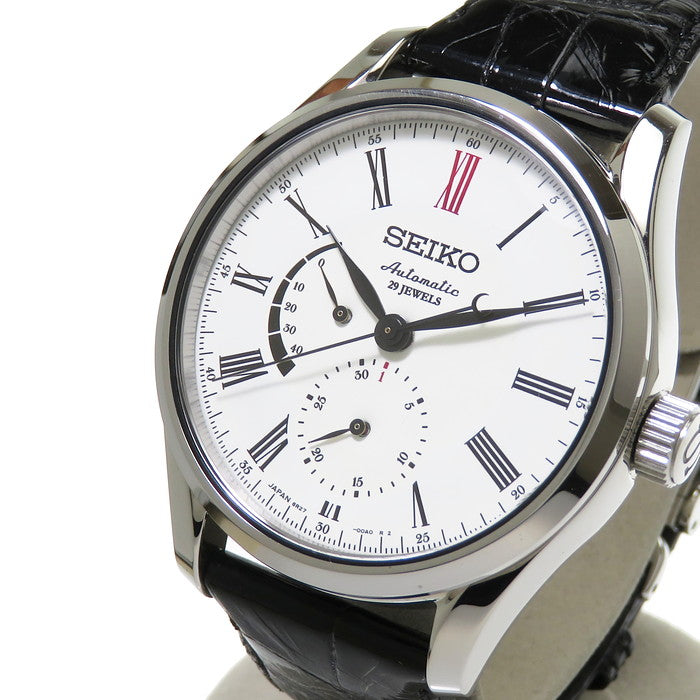 【SEIKO/セイコー】 プレサージュ 100周年記念 SARW005 6R27-00C0 限定500本 パワーリザーブ 腕時計  ステンレススチール/レザー/琺瑯 自動巻き/オートマ ホワイト文字盤 ブラック革ベルト メンズ, 【中古】【真子質店】【BL】, 【MoKT】