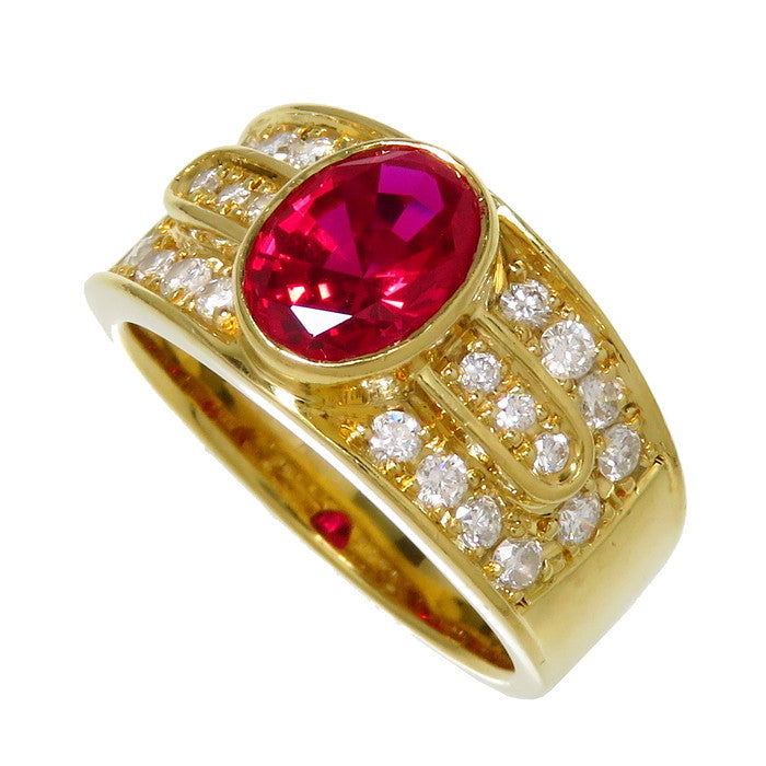 12号 合成ルビー 1.48ct ダイヤモンド 計0.40ct リング・指輪 K18