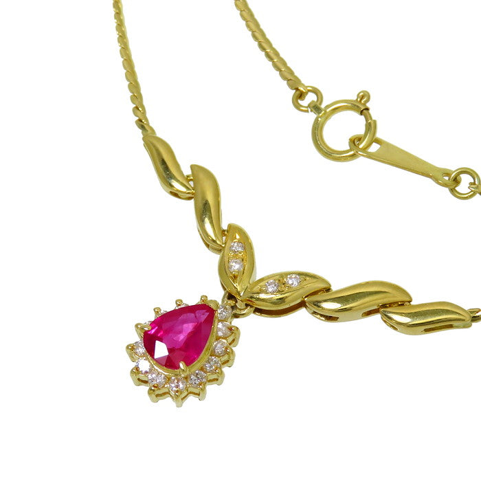ルビー 0.78ct ダイヤモンド 計0.22ct ネックレス K18ゴールド 18金 