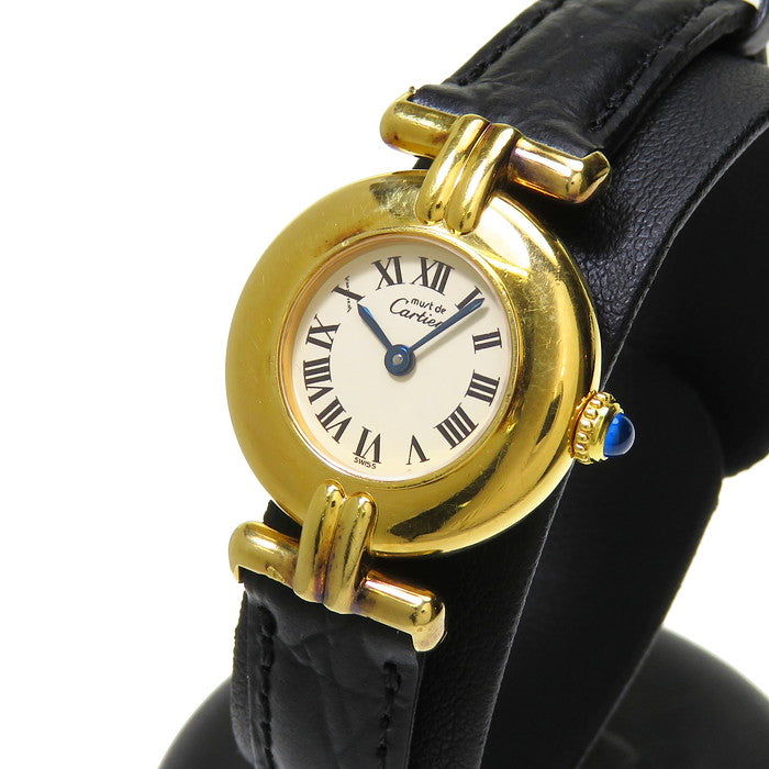 カルティエ Cartier マスト コリゼ 590002 GP/純正GP尾錠・社外革ベルト クオーツ レディース 腕時計