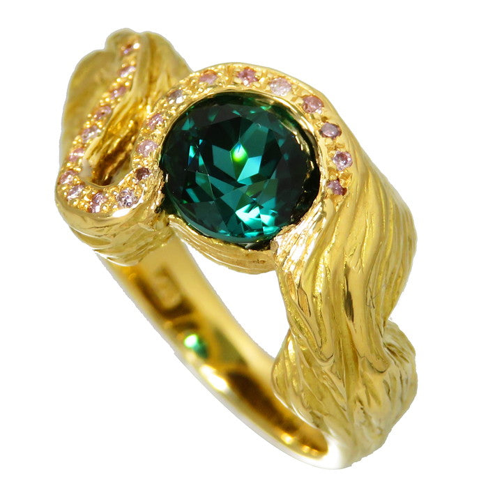 12号 グリーントルマリン 1.53ct ピンクダイヤモンド 計0.17ct リング