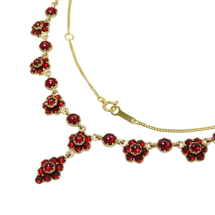 花/フラワー ガーネット 計9.2ct ネックレス K14ゴールド 14金/K18 