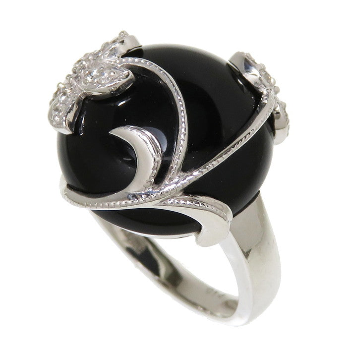 14号 フラワー/花 オニキス ダイヤモンド 計0.14ct リング・指輪 K18WG