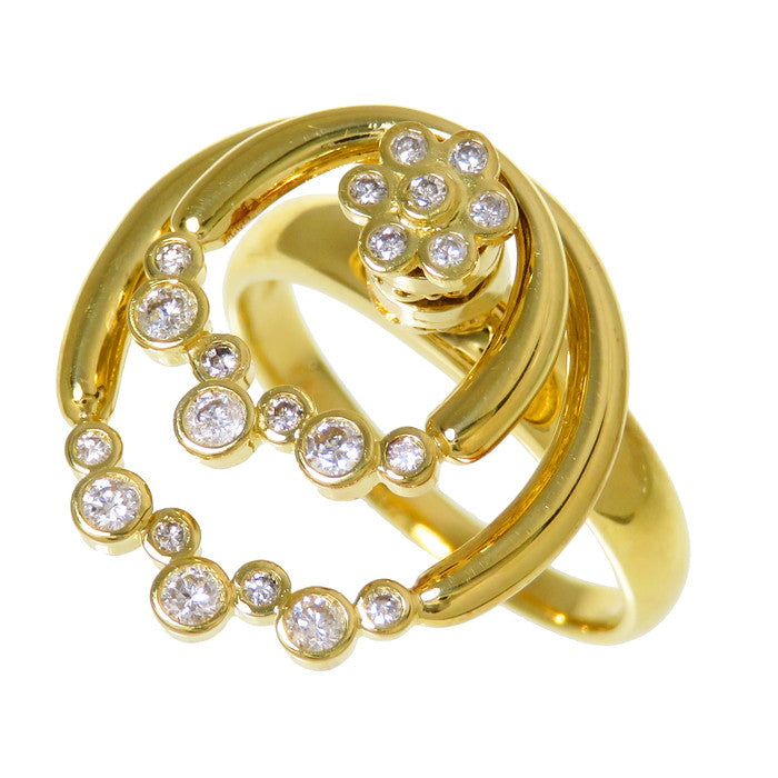 ダイヤモンド×ルビー リング K18YG 0.37ct 0.35ct 3.2g