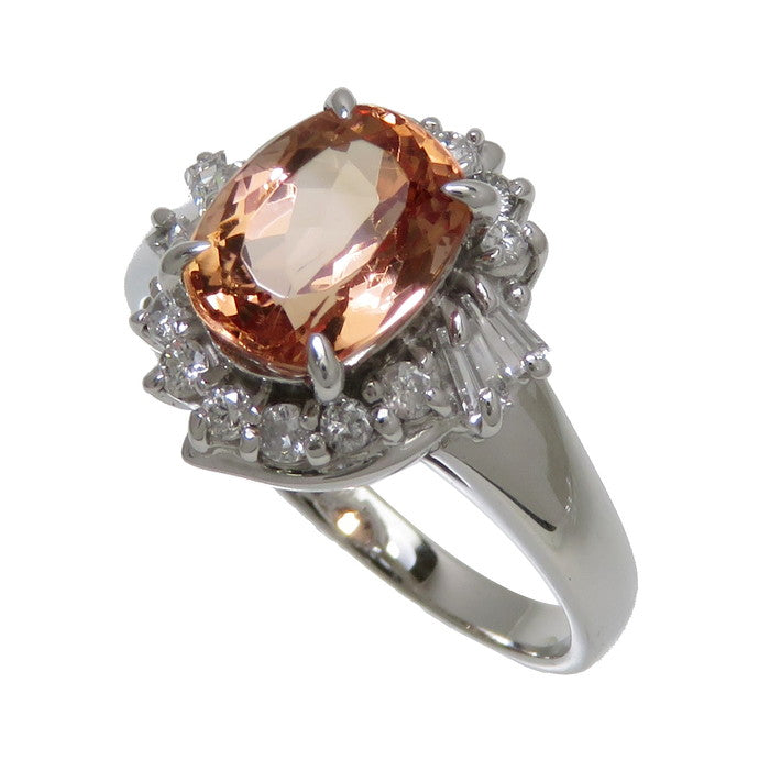 10号 インペリアルトパーズ 2.235ct ダイヤモンド 計0.37ct リング 