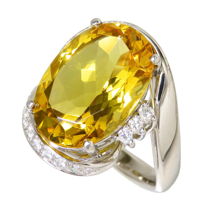 k18/pt900 イエローベリルリング