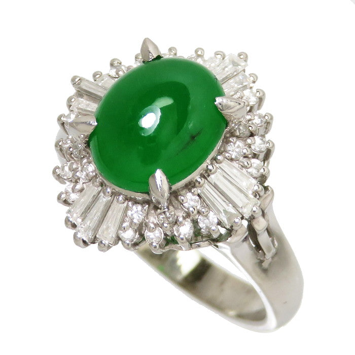 11.5号 翡翠 ダイヤモンド 計0.49ct リング・指輪 Pt900プラチナ 7.9g 