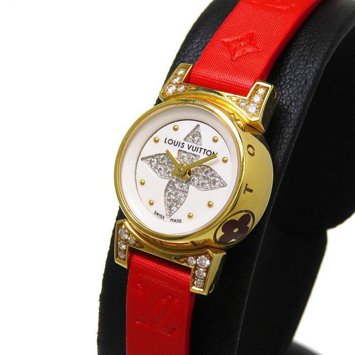 LOUIS VUITTON タンブール腕時計 ステンレススチール 革レディース