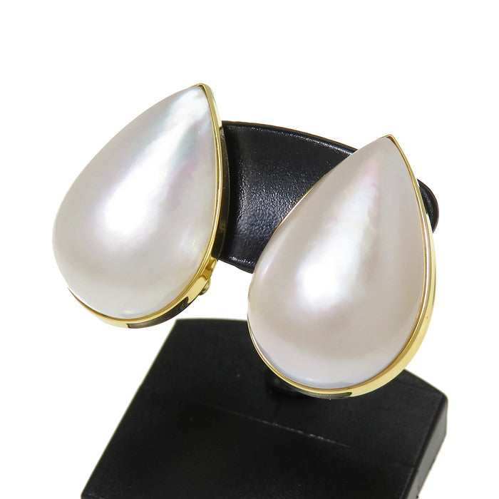 マベ真珠 イヤリング K18ゴールド 18金 8.6g レディース 【中古 