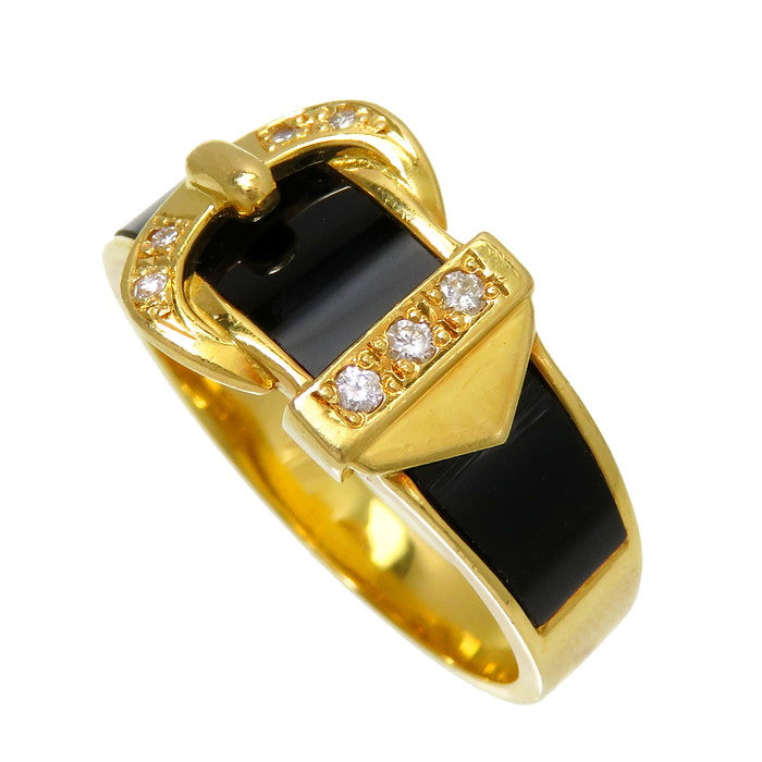 20号 エステール ベルトデザイン オニキス ダイヤモンド リング・指輪 K18ゴールド 18金 7.4g ユニセックス