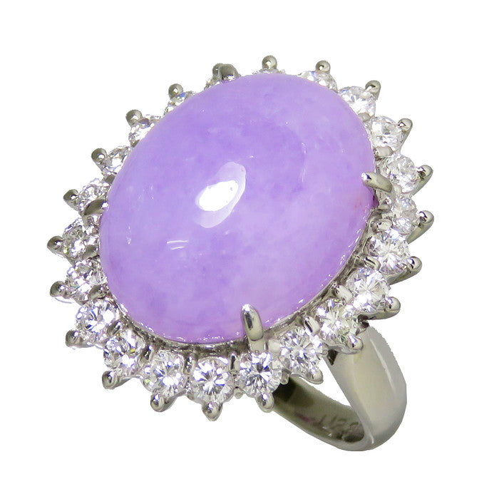 13.5号 三越ジュエリー ラベンダー翡翠 12.8ct ダイヤモンド 計1.99ct