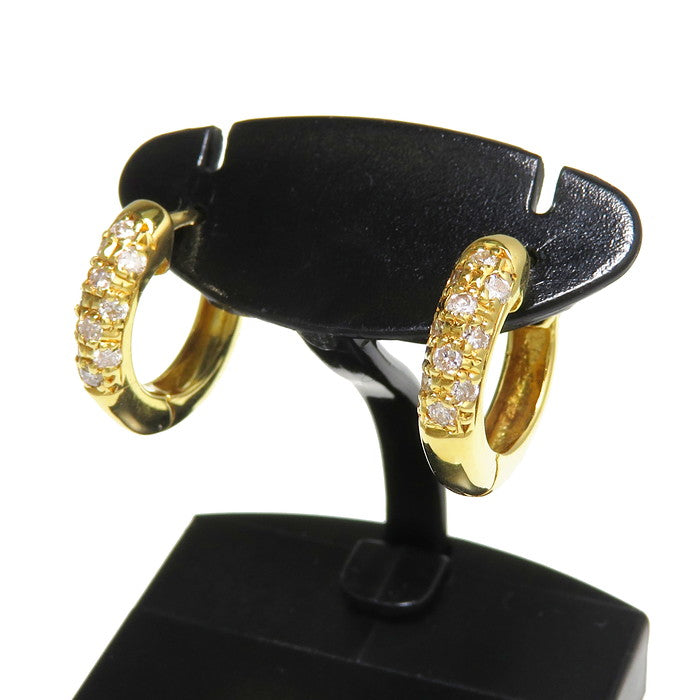 フープ ダイヤモンド 計0.15×2ct ピアス K18ゴールド 18金 3.4g 