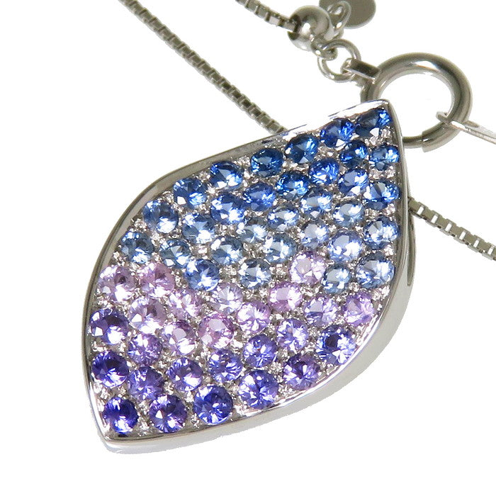 サファイア 計1.42ct ネックレス K18WGホワイトゴールド 18金 5.1g 