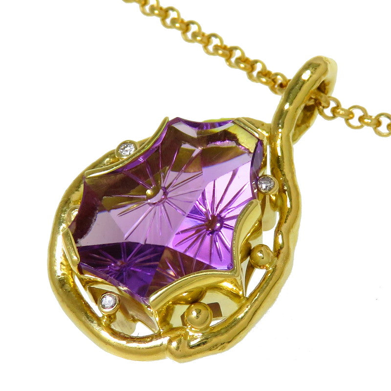 最終特価品 アメジスト 7.46ct ダイヤモンド 計0.04ct ネックレス K18  