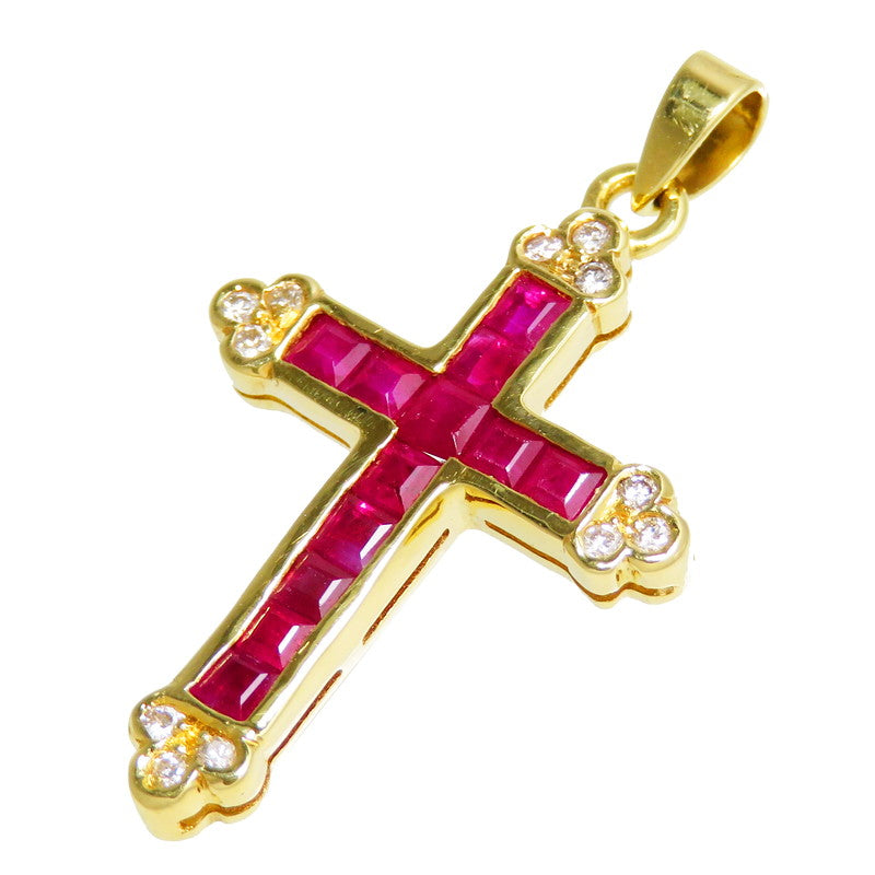 クロス ルビー 計1.02ct ダイヤモンド 計0.08ct ペンダントトップ K18 
