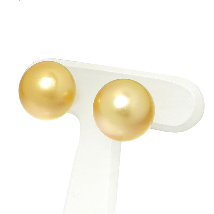 未使用・展示品 白蝶真珠 (ゴールデンパール)13.0～13.8mm ピアス K18 