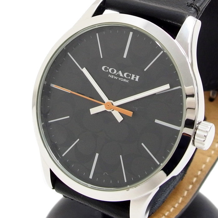 【COACH/コーチ】 CA.118.2.112.1640 腕時計 ステンレススチール/レザー クオーツ 黒グレーシグネチャー文字盤 メンズ,  【中古】【真子質店】【NN】, 【Max】