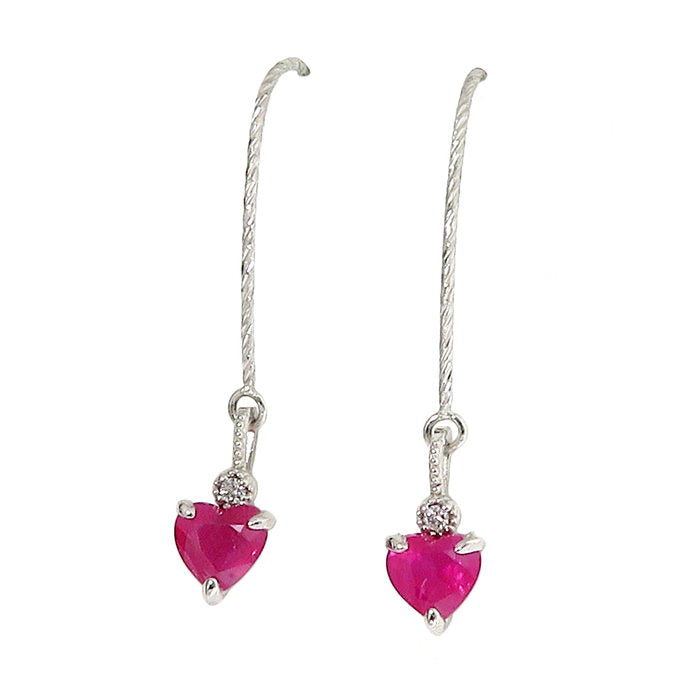 アメリカンフック ルビー 計0.54ct ダイヤモンド 0.005×2ct ピアス 