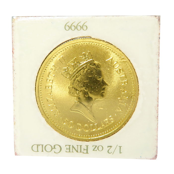 1987年 エリザベス2世 ナゲットコイン 1/2oz 50ドル 硬貨 金貨 コイン