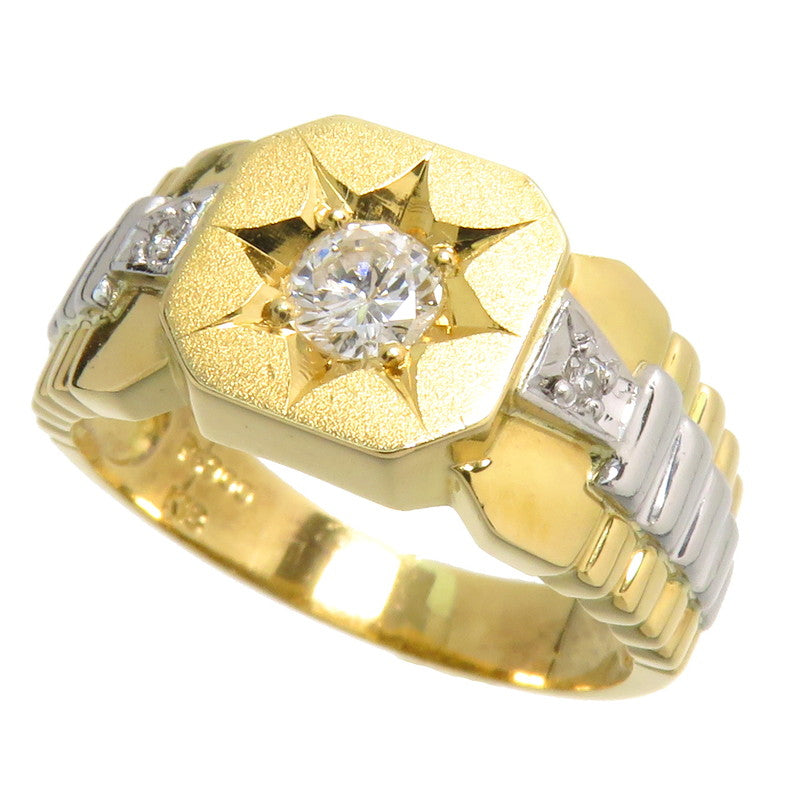 16号 印台デザイン 中石(推定G-Iクラス) ダイヤモンド 計0.31ct リング