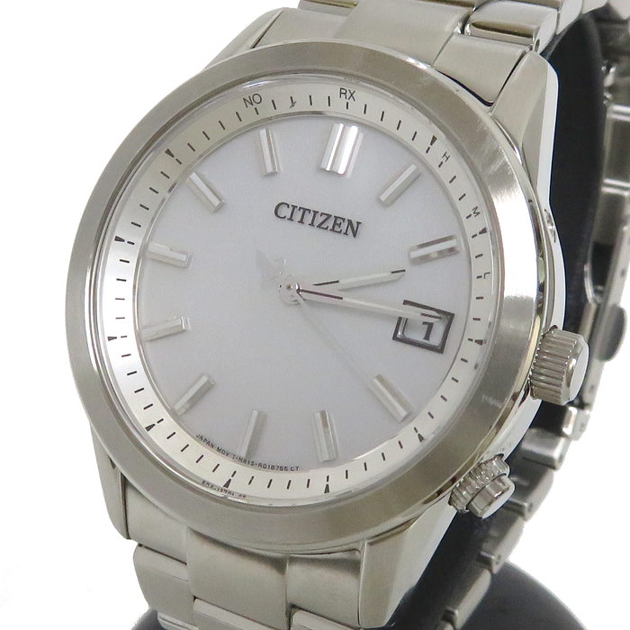 【CITIZEN/シチズン】 h415-R005677 エコドライブ 腕時計 ステンレススチール ソーラー電波 白文字盤 メンズ,  【中古】【真子質店】【NN】, 【Mox】