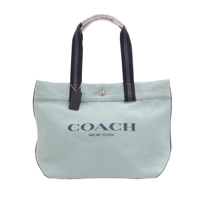 【COACH/コーチ】 F72847 ロゴ トートバッグ キャンバス/レザー ライトブルー レディース【中古】【真子質店】【GD】, 【IMaT】