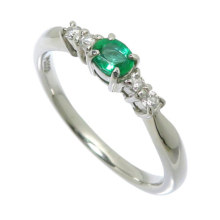 14号 エメラルド 0.21ct ダイヤモンド 計0.08ct リング・指輪 Pt900 
