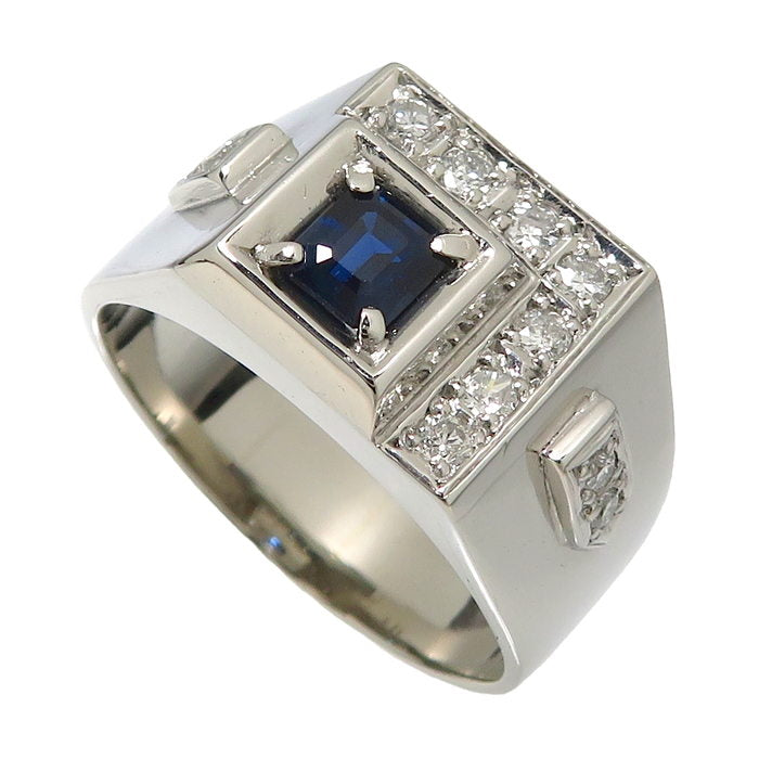 22号 仕上げ済 印台デザイン サファイア 0.54ct ダイヤモンド 計0.29ct