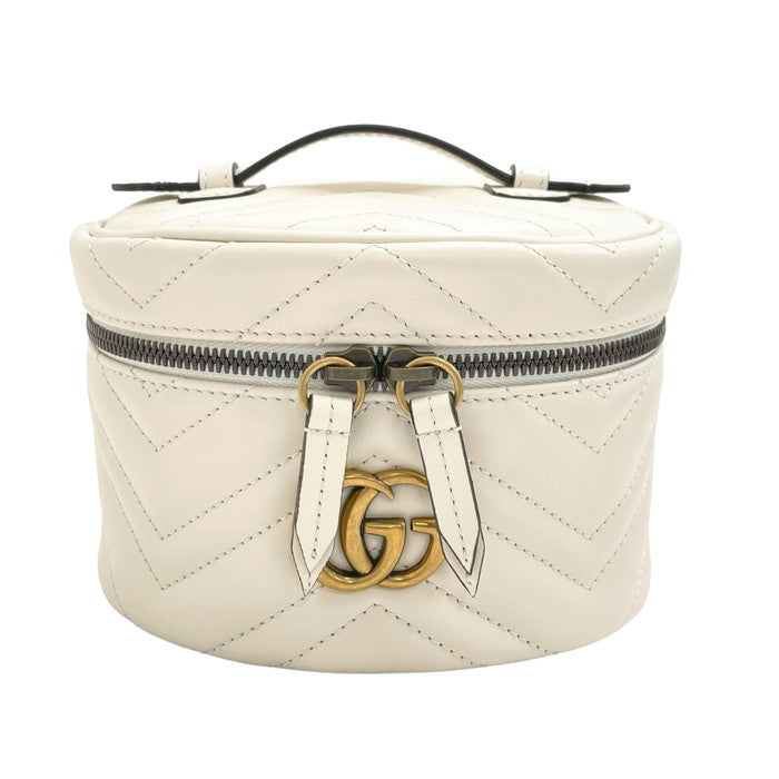 【GUCCI/グッチ】 GGマーモント 624615 コスメティックケース/バニティバッグ/化粧ポーチ ポーチ レザー 白  レディース【中古】【真子質店】【GD】, 【Moxx】