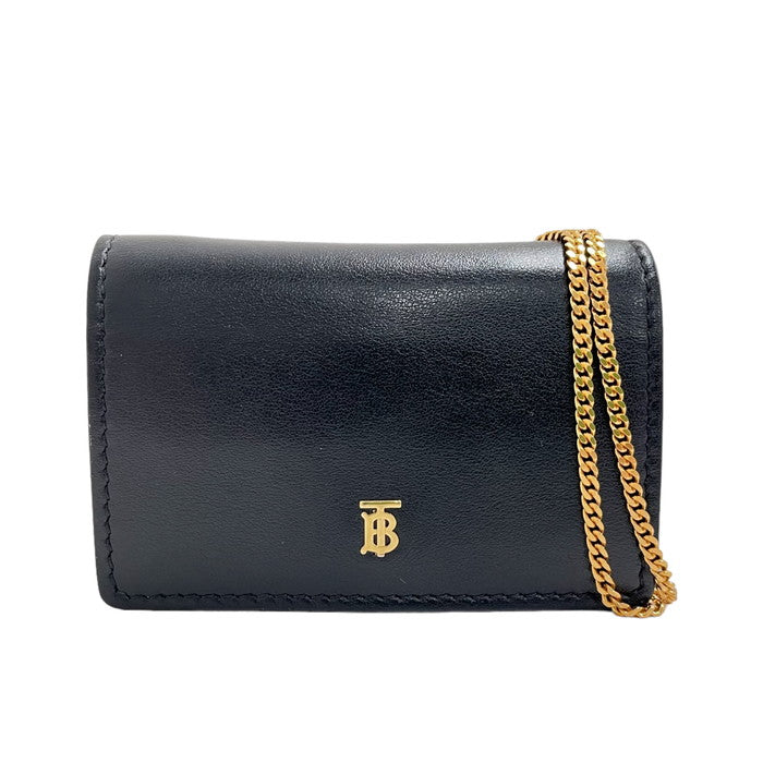 【BURBERRY/バーバリー】 8018970 カードケース ウォレットチェーン ショルダーバッグ レザー 黒  レディース【中古】【真子質店】【GD】, 【TDT】