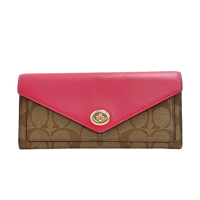 COACH/コーチ】 シグネチャー C3315 長財布 レザー/PVC ピンク