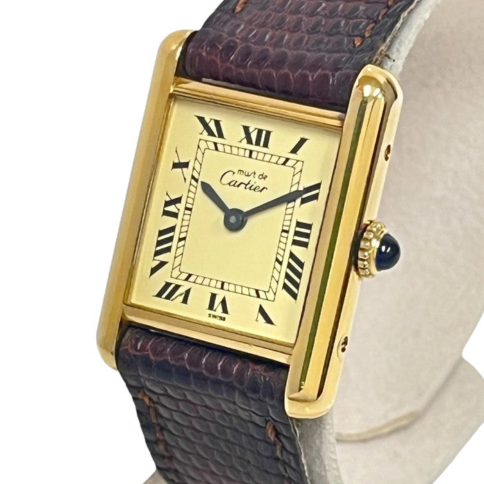 CARTIER/カルティエ マストタンクヴェルメイユSM 腕時計/リザード/925 ...