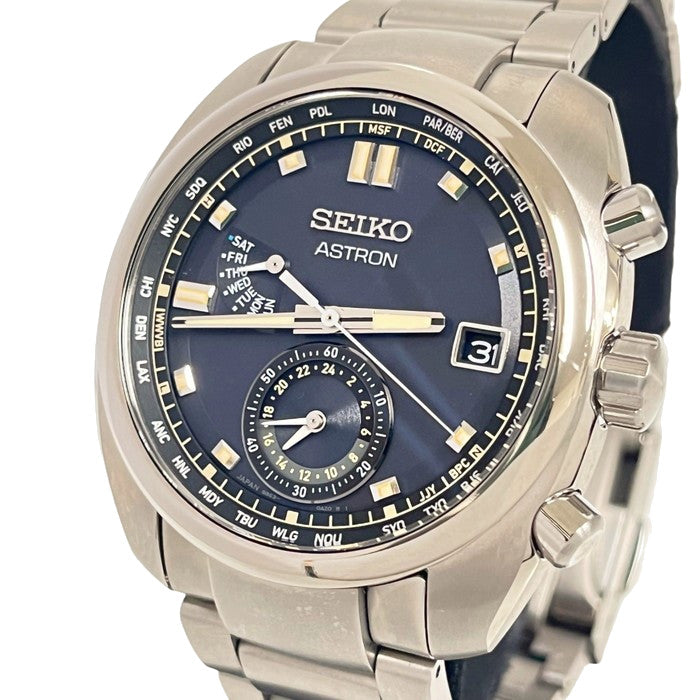 【SEIKO/セイコー】 アストロン 8B63-0AZ0 腕時計 チタン ソーラー電波 黒文字盤 メンズ, 【中古】【真子質店】【GD】, 【DSMo】