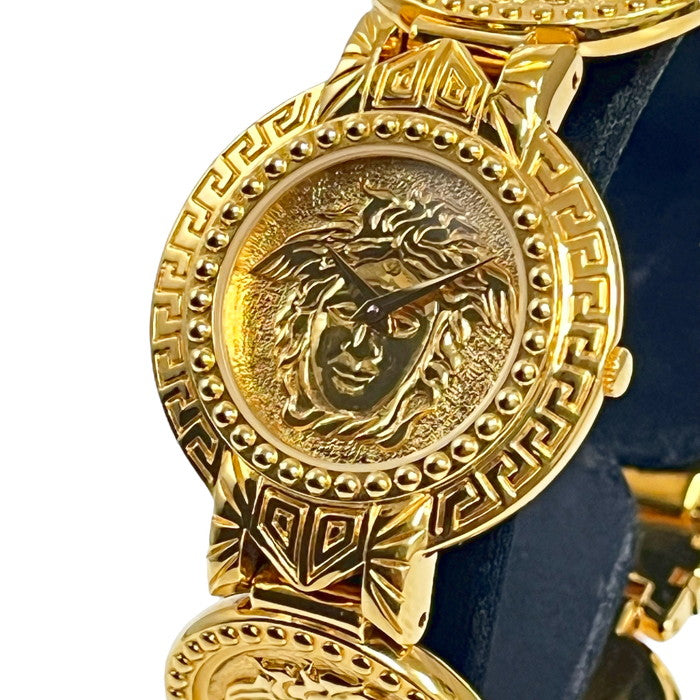 ジャンニ・ヴェルサーチ Gianni Versace コインウォッチ 7008002 メデューサ クオーツ 腕時計 GP ゴールド 美品