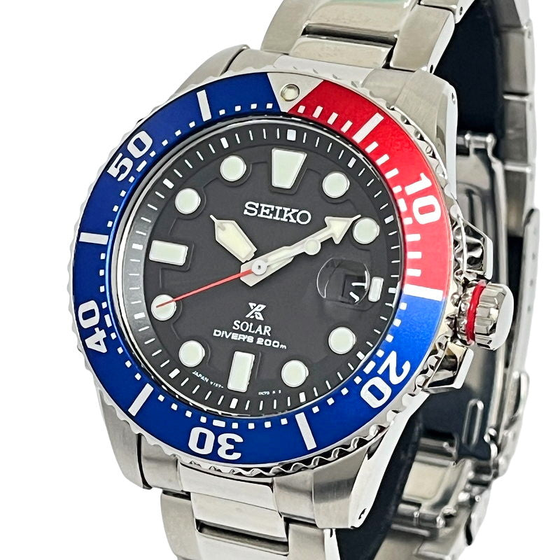 【SEIKO/セイコー】 ダイバー200m SBDJ047/V157-0DF0 腕時計 ステンレススチール ソーラー 赤青/黒文字盤 メンズ,  【中古】【真子質店】【GD】, 【TKMo】