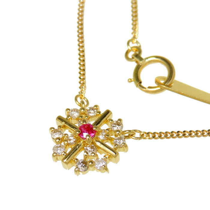 ルビー 0.07ct ダイヤモンド 計0.23ct ネックレス K18ゴールド 18金 