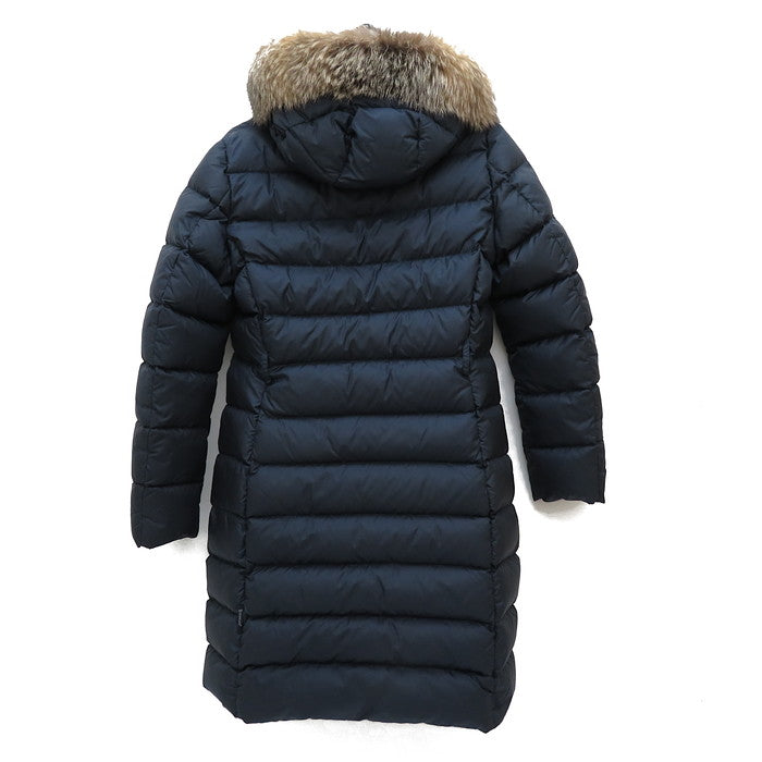 【MONCLER/モンクレール】 49940 20 57322 FABREFOX ロングダウンコートウエストベルト ファー付 ダウンジャケット  ポリエステル/ナイロン/キツネ/ダウン/その他の羽毛 ネイビー レディース【中古】【真子質店】【GD】, 【IIKx】