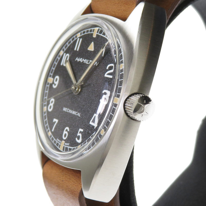 【HAMILTON/ハミルトン】 H764190 カーキ アビエーション パイロット パイオニアメカ 腕時計 ステンレススチール 手巻き 黒 メンズ